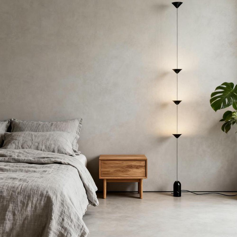 Ceiling To Floor Light Metal Triple Cone LED 350.0 cm Black Living Room Hallway Ambient Lighting | Thomler