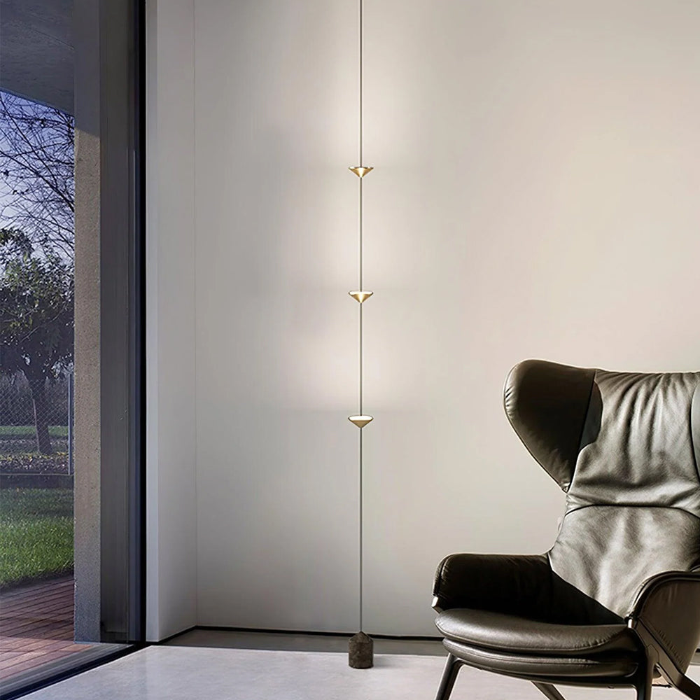 Ceiling To Floor Light Metal Triple Cone LED 350.0 cm Black Living Room Hallway Ambient Lighting | Thomler
