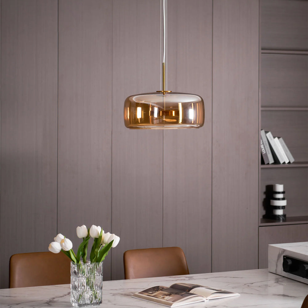 Pendant Light Glass Dome 10.2 in Smoked Kitchen Dining Room Hanging Ceiling Lamp Minimalist Modern Indoor Fixture | Thomler