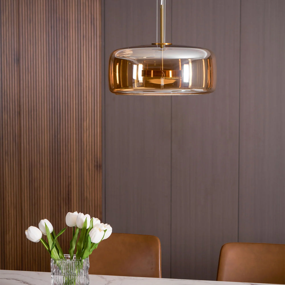 Pendant Light Glass Dome 10.2 in Smoked Kitchen Dining Room Hanging Ceiling Lamp Minimalist Modern Indoor Fixture | Thomler