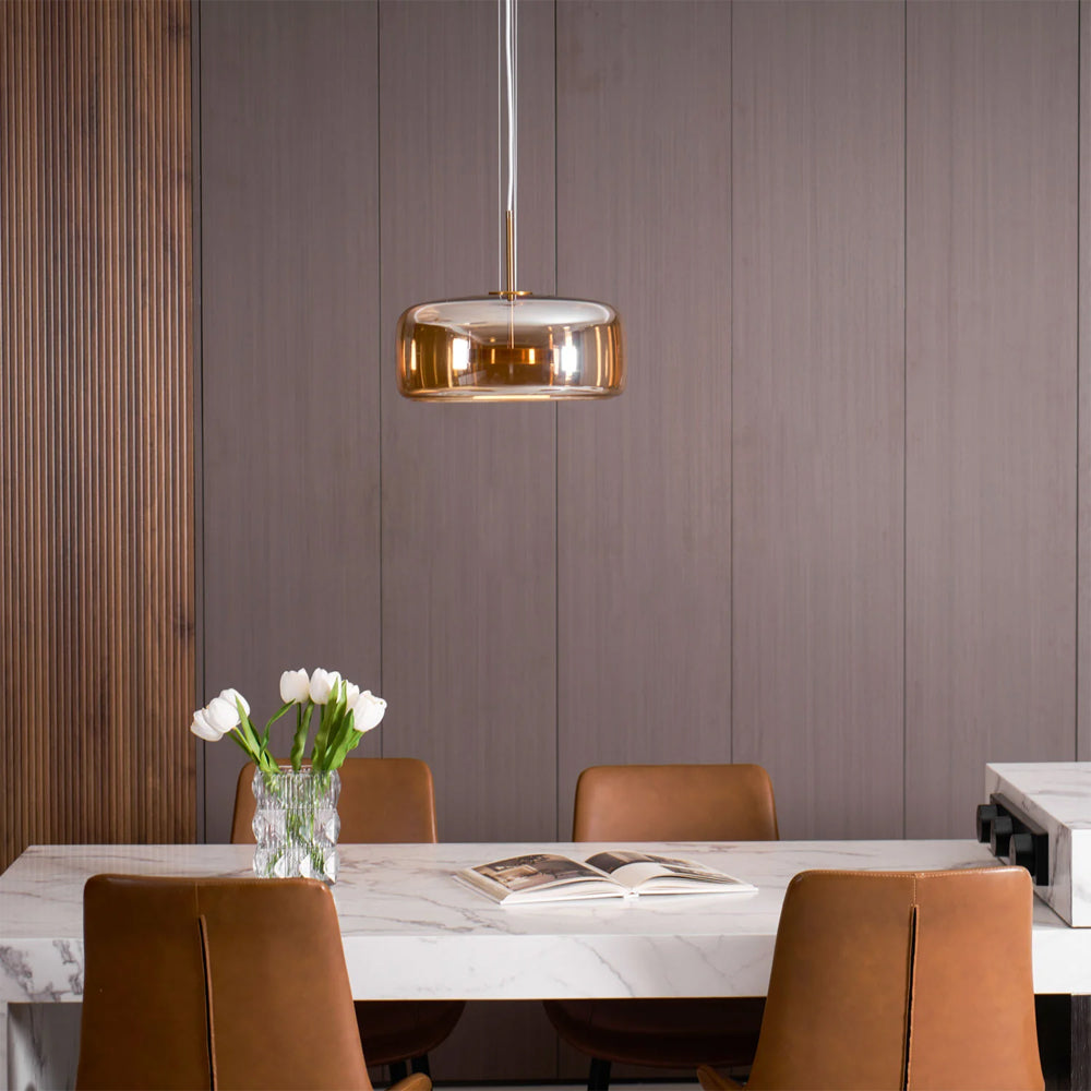Pendant Light Smoked Glass Dome 38.0 cm Warm Glow Dining Room Kitchen Island Hanging Ceiling Lamp Minimalist Vintage | Thomler