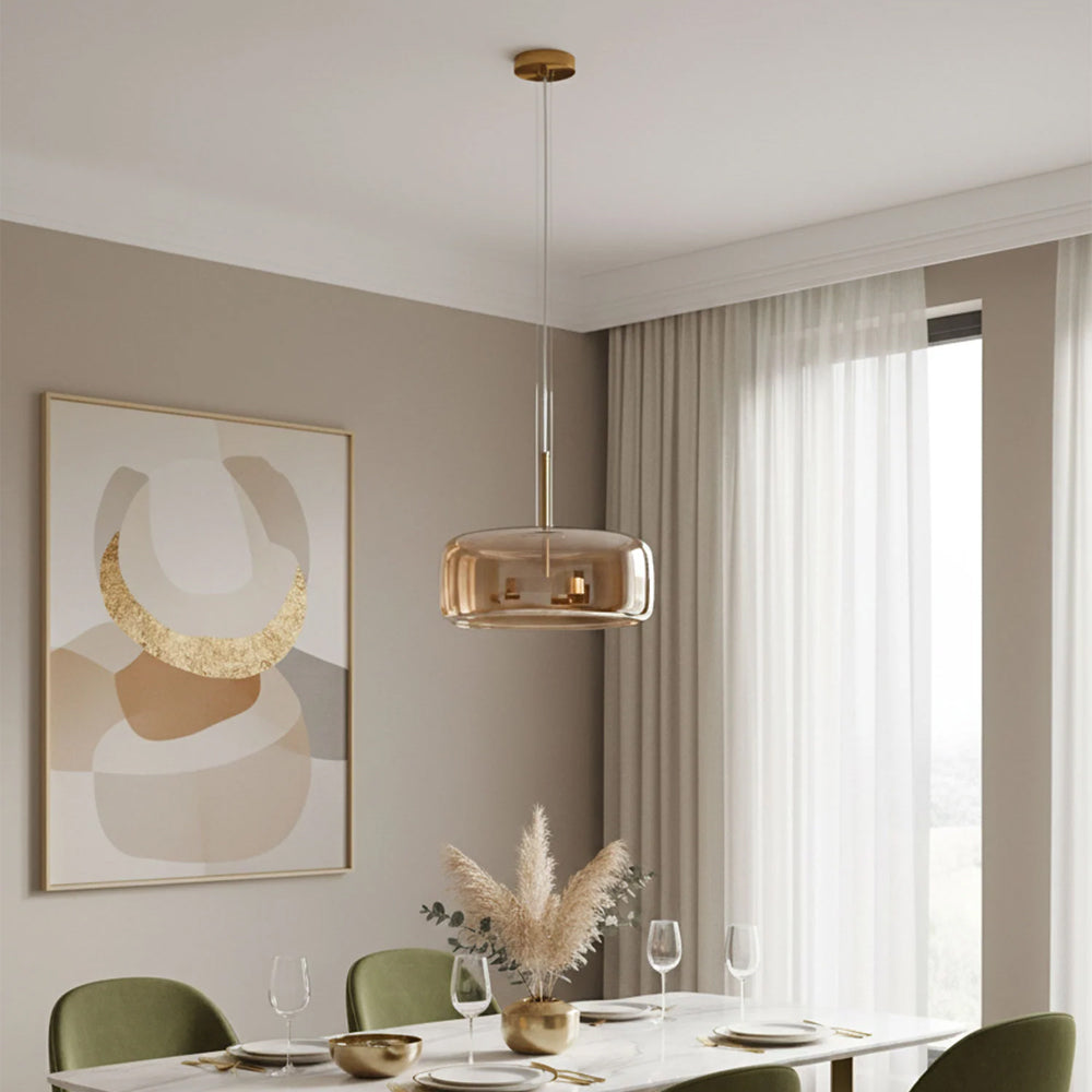 Pendant Light Glass Dome 10.2 in Smoked Kitchen Dining Room Hanging Ceiling Lamp Minimalist Modern Indoor Fixture | Thomler