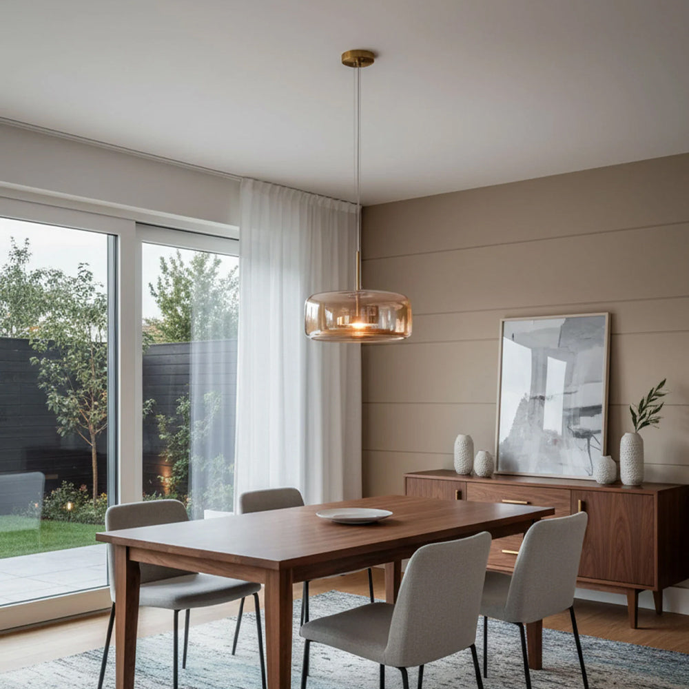 Pendant Light Glass Dome 10.2 in Smoked Kitchen Dining Room Hanging Ceiling Lamp Minimalist Modern Indoor Fixture | Thomler