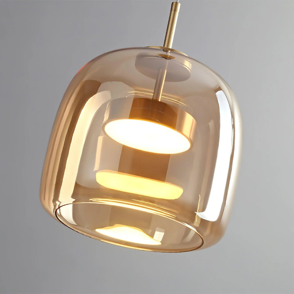 Pendant Light Glass Dome 10.2 in Smoked Kitchen Dining Room Hanging Ceiling Lamp Minimalist Modern Indoor Fixture | Thomler