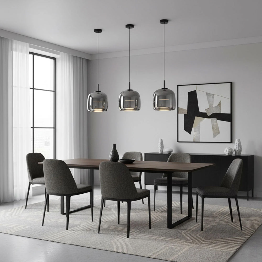Pendant Light Glass Dome 10.2 in Smoked Kitchen Dining Room Hanging Ceiling Lamp Minimalist Modern Indoor Fixture | Thomler