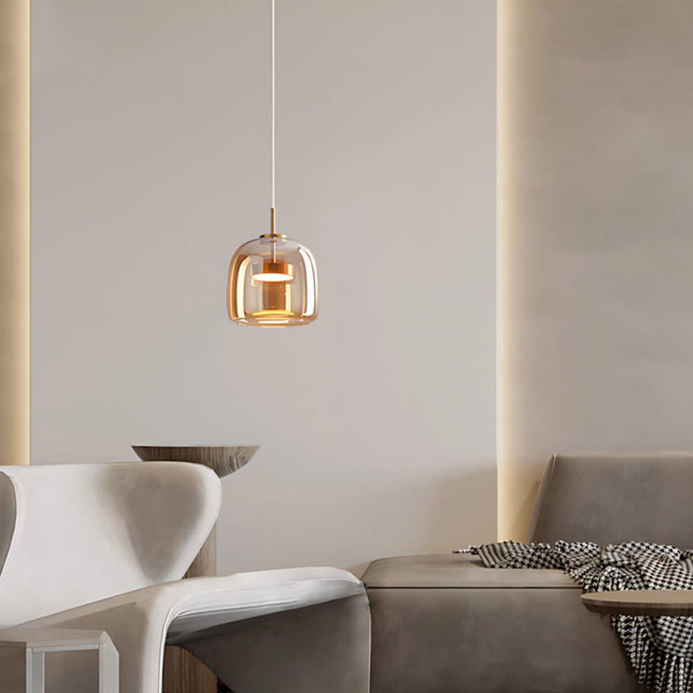 Pendant Light Smoked Glass Dome 38.0 cm Warm Glow Dining Room Kitchen Island Hanging Ceiling Lamp Minimalist Vintage | Thomler