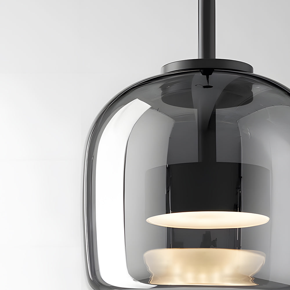 Pendant Light Glass Dome 10.2 in Smoked Kitchen Dining Room Hanging Ceiling Lamp Minimalist Modern Indoor Fixture | Thomler