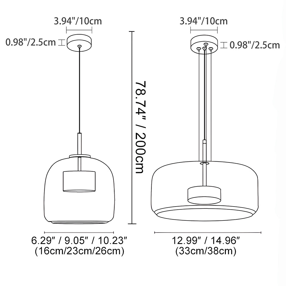 Pendant Light Smoked Glass Dome 38.0 cm Warm Glow Dining Room Kitchen Island Hanging Ceiling Lamp Minimalist Vintage | Thomler
