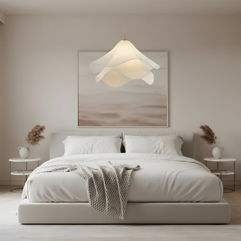 Pendant Light Fabric Floral Shade E27 60.0 cm Dining Room Bedroom Hanging Ceiling Lamp Soft Ambient Lighting | Thomler