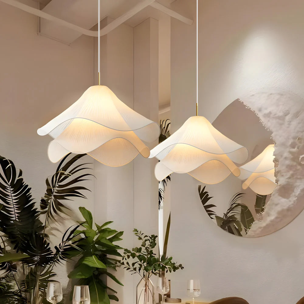Pendant Light Fabric Floral Shade E27 60.0 cm Dining Room Bedroom Hanging Ceiling Lamp Soft Ambient Lighting | Thomler