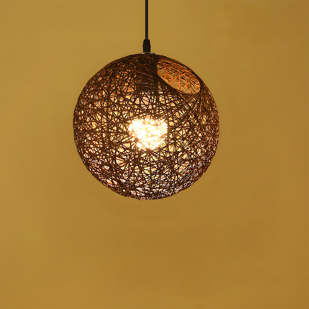 Pendant Light Rattan 15.8 in Indoor Dining Room Living Room Hanging Ceiling Lamp Soft Glow Decorative Accent | Thomler
