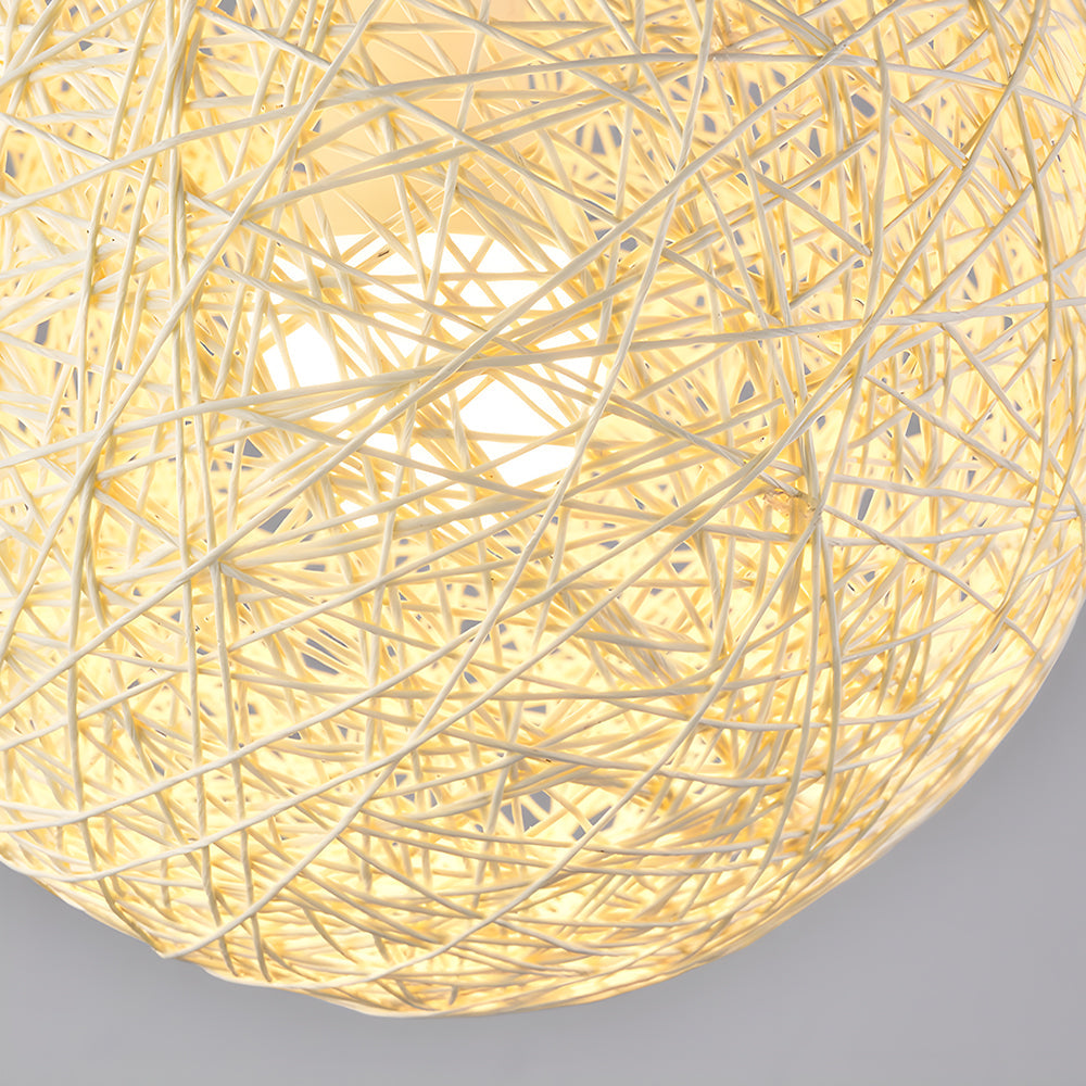 Pendant Light Rattan 15.8 in Indoor Dining Room Living Room Hanging Ceiling Lamp Soft Glow Decorative Accent | Thomler