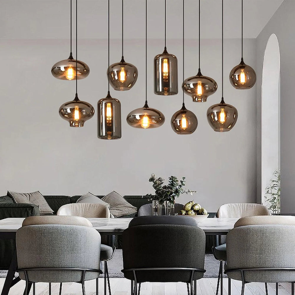 Pendant Light Glass Adjustable 11 in Indoor Dining Room Kitchen Island Ceiling Lamp | Thomler