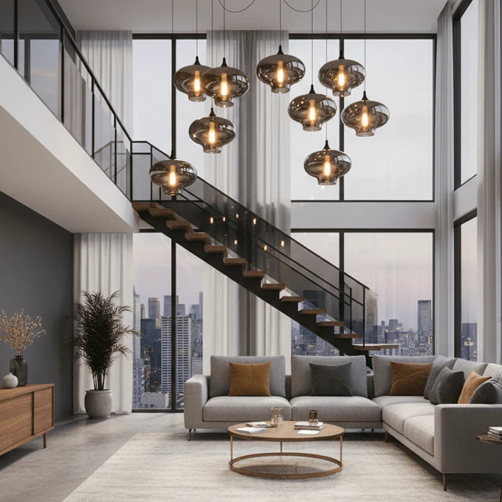 Pendant Light Glass Adjustable 11 in Indoor Dining Room Kitchen Island Ceiling Lamp | Thomler