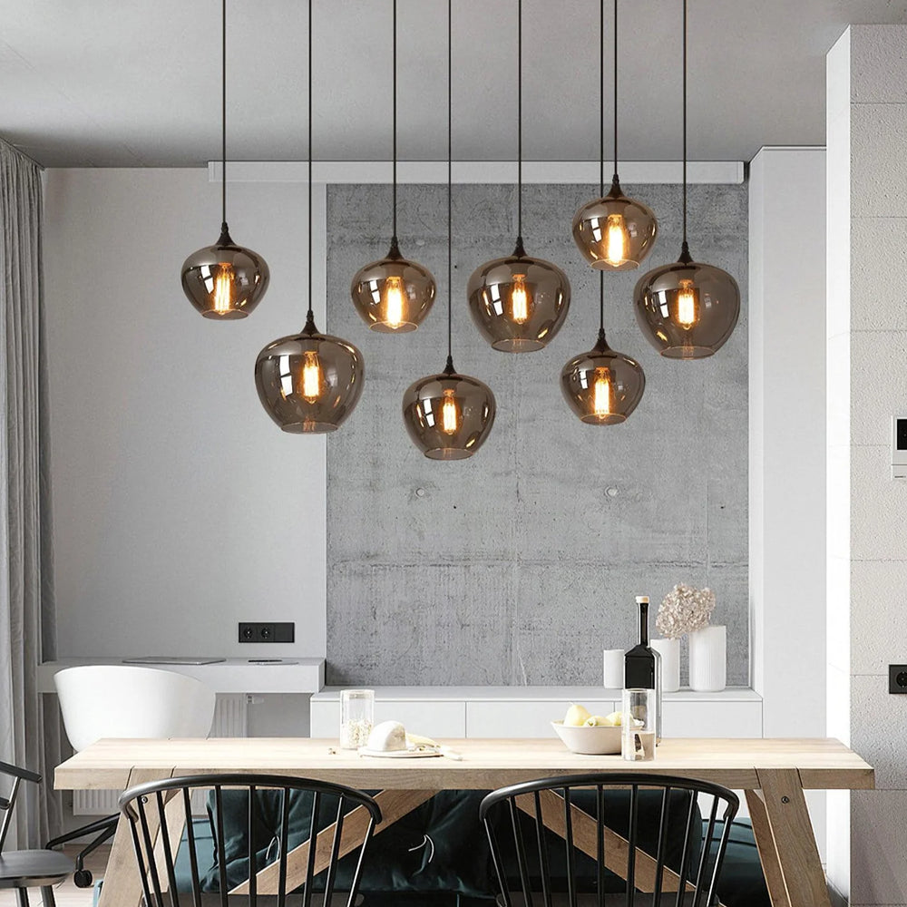 Pendant Light Glass Adjustable 11 in Indoor Dining Room Kitchen Island Ceiling Lamp | Thomler