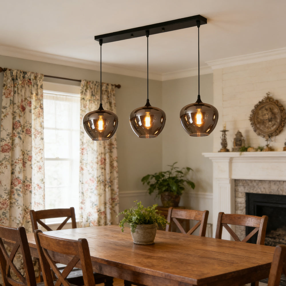 Pendant Light Glass Adjustable 11 in Indoor Dining Room Kitchen Island Ceiling Lamp | Thomler