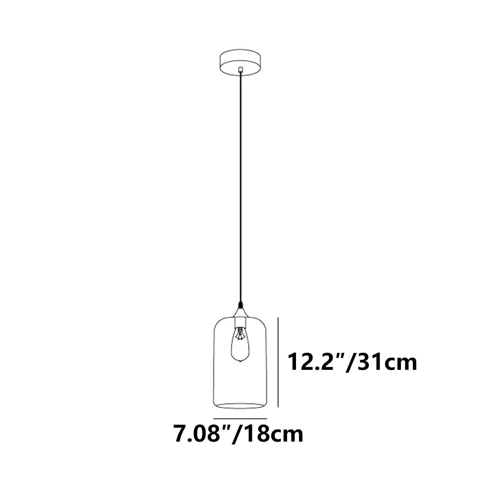 Pendant Light Glass Adjustable 11 in Indoor Dining Room Kitchen Island Ceiling Lamp | Thomler