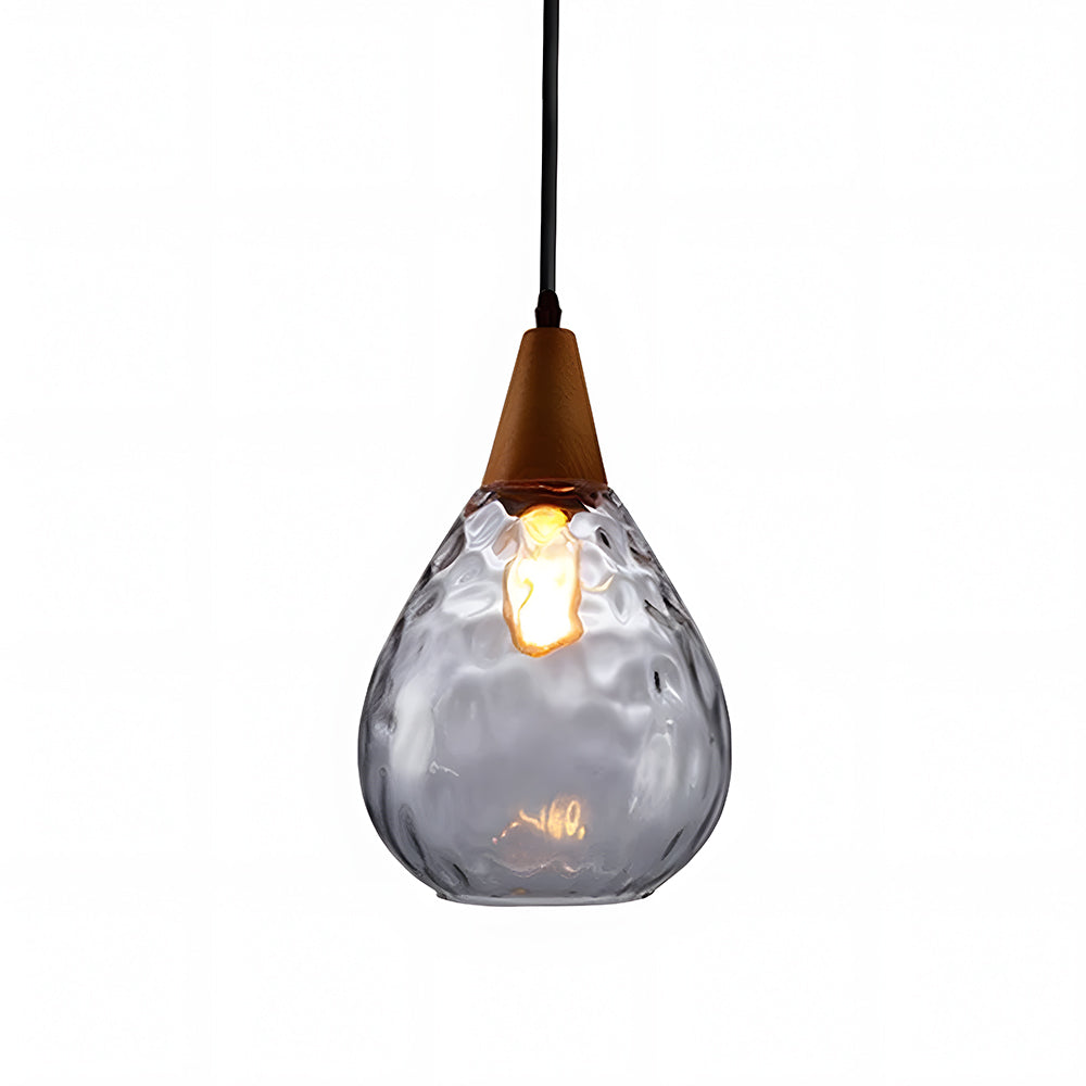 Pendant Light Glass Wood 12 in Warm Glow Indoor Dining Room Living Room Hanging Ceiling Lamp | Thomler
