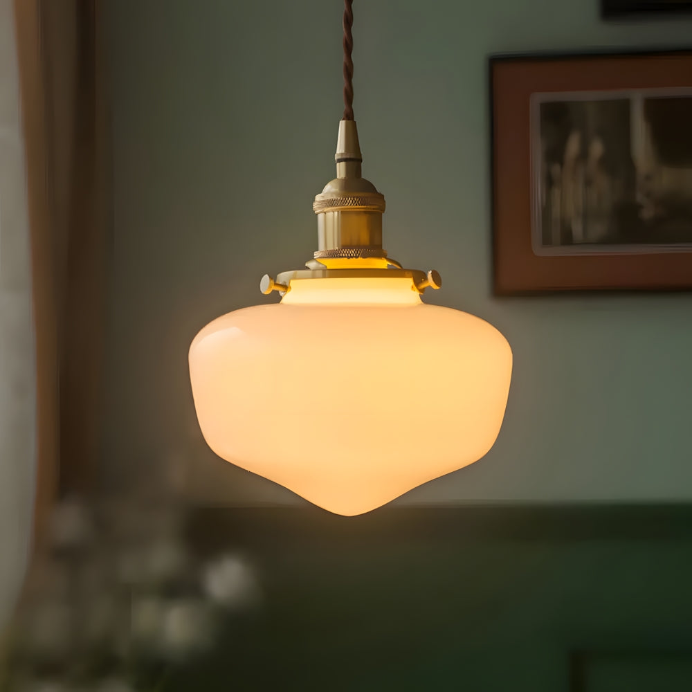 Pendant Light Glass 6.7 in Indoor Dining Room Living Room Hallway Lantern Style Adjustable Hanging | Thomler