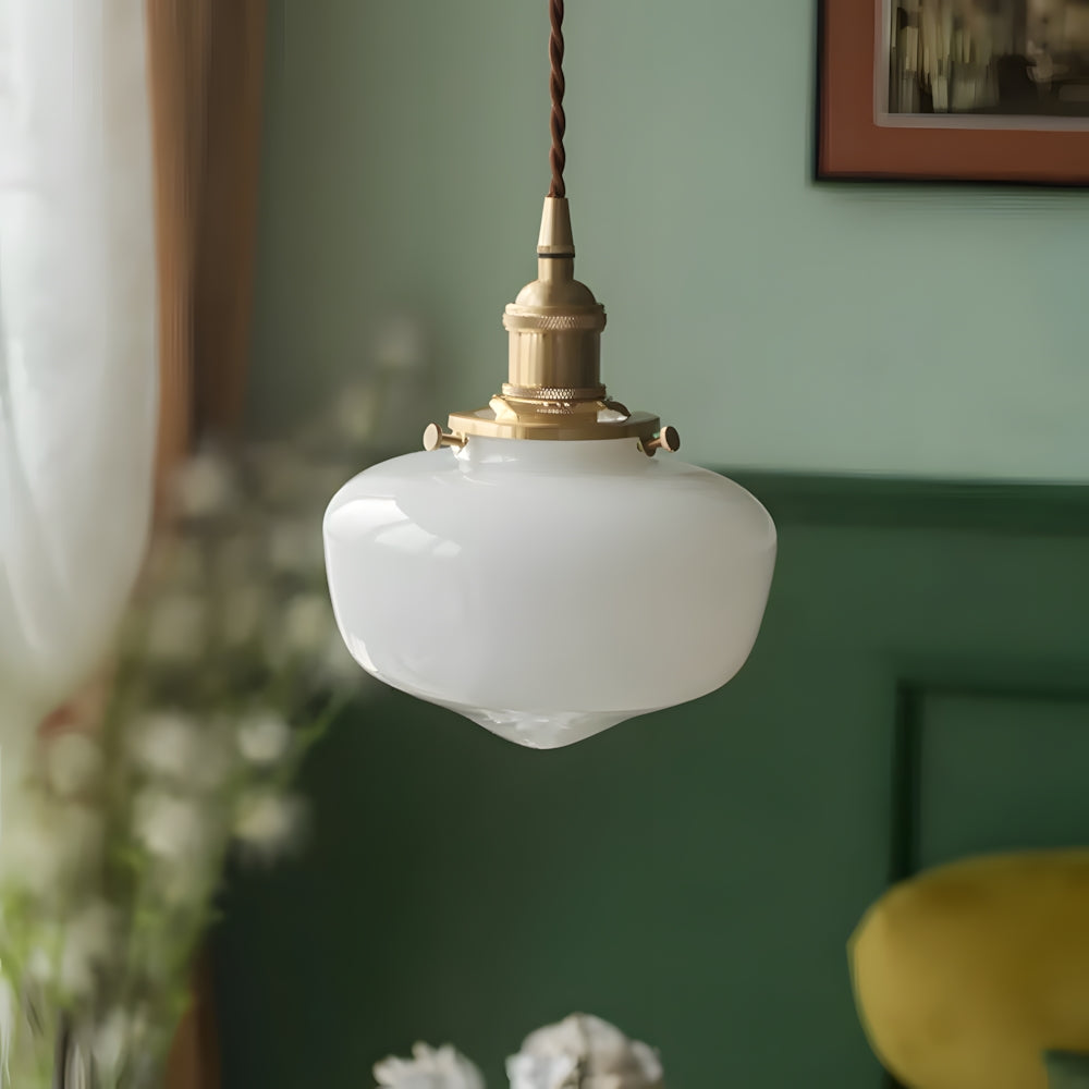 Pendant Light Glass 6.7 in Indoor Dining Room Living Room Hallway Lantern Style Adjustable Hanging | Thomler