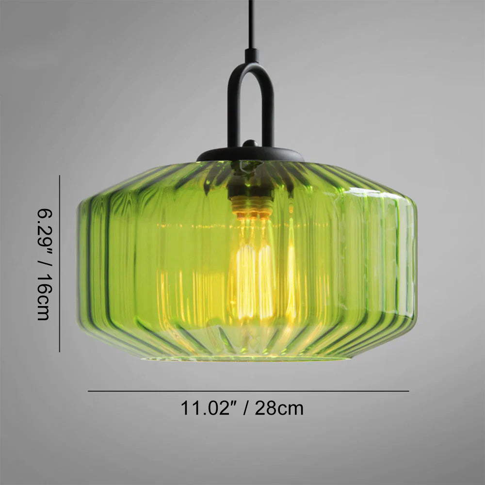 Pendant Light Hand Blown Glass 28.0 cm Green Dining Room Vintage Hanging Ceiling Lamp Minimalist LED Kitchen Island | Thomler