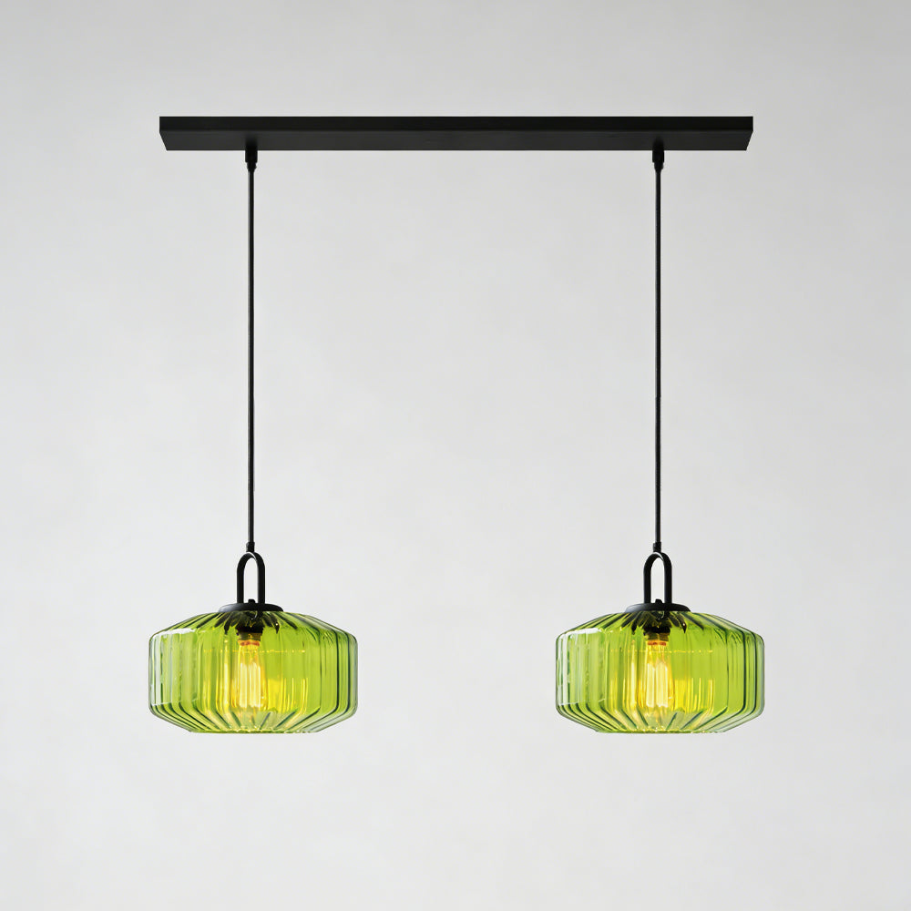Pendant Light Hand Blown Glass 28.0 cm Green Dining Room Vintage Hanging Ceiling Lamp Minimalist LED Kitchen Island | Thomler