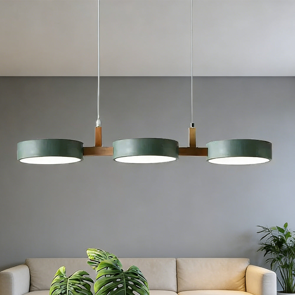 Pendant Light Iron Wood 77.0 cm Triple Shade Dining Room Kitchen Island Hanging Ceiling Lamp Minimalist LED | Thomler