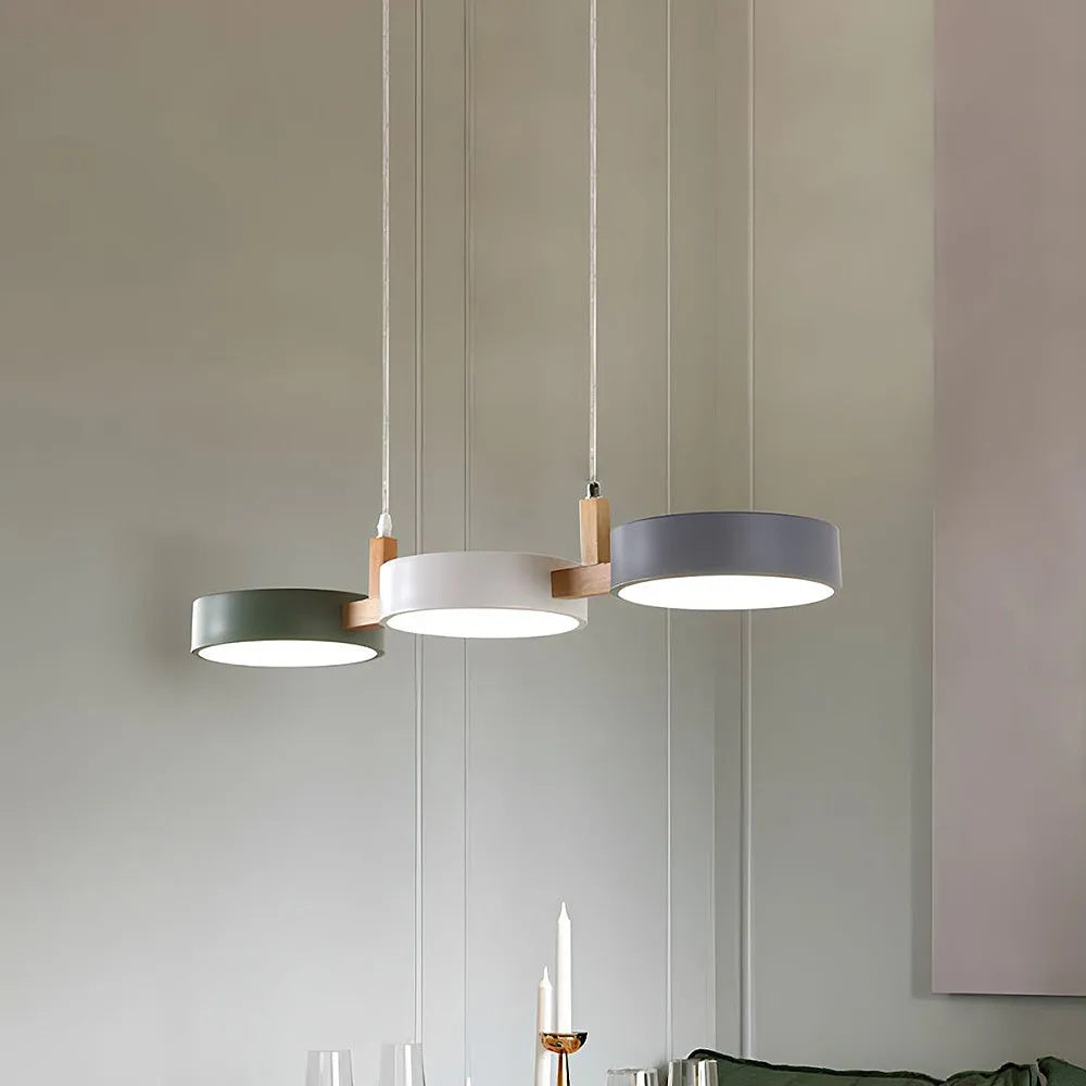 Pendant Light Iron Acrylic Wood Ø 77.0 cm Triple Dining Room Kitchen Island Hanging Ceiling Lamp Minimalist LED | Thomler