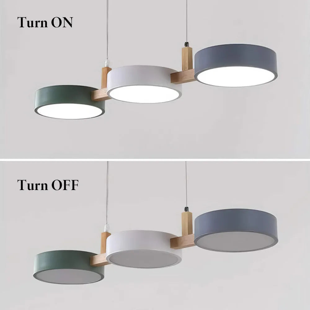Pendant Light Iron Wood 77.0 cm Triple Shade Dining Room Kitchen Island Hanging Ceiling Lamp Minimalist LED | Thomler