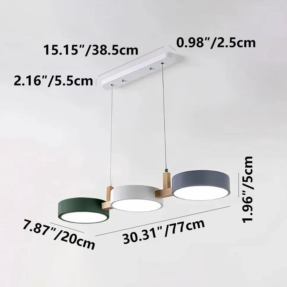 Pendant Light Iron Acrylic Wood Ø 77.0 cm Dining Room Kitchen Island Triple Hanging Ceiling Lamp Minimalist LED | Thomler