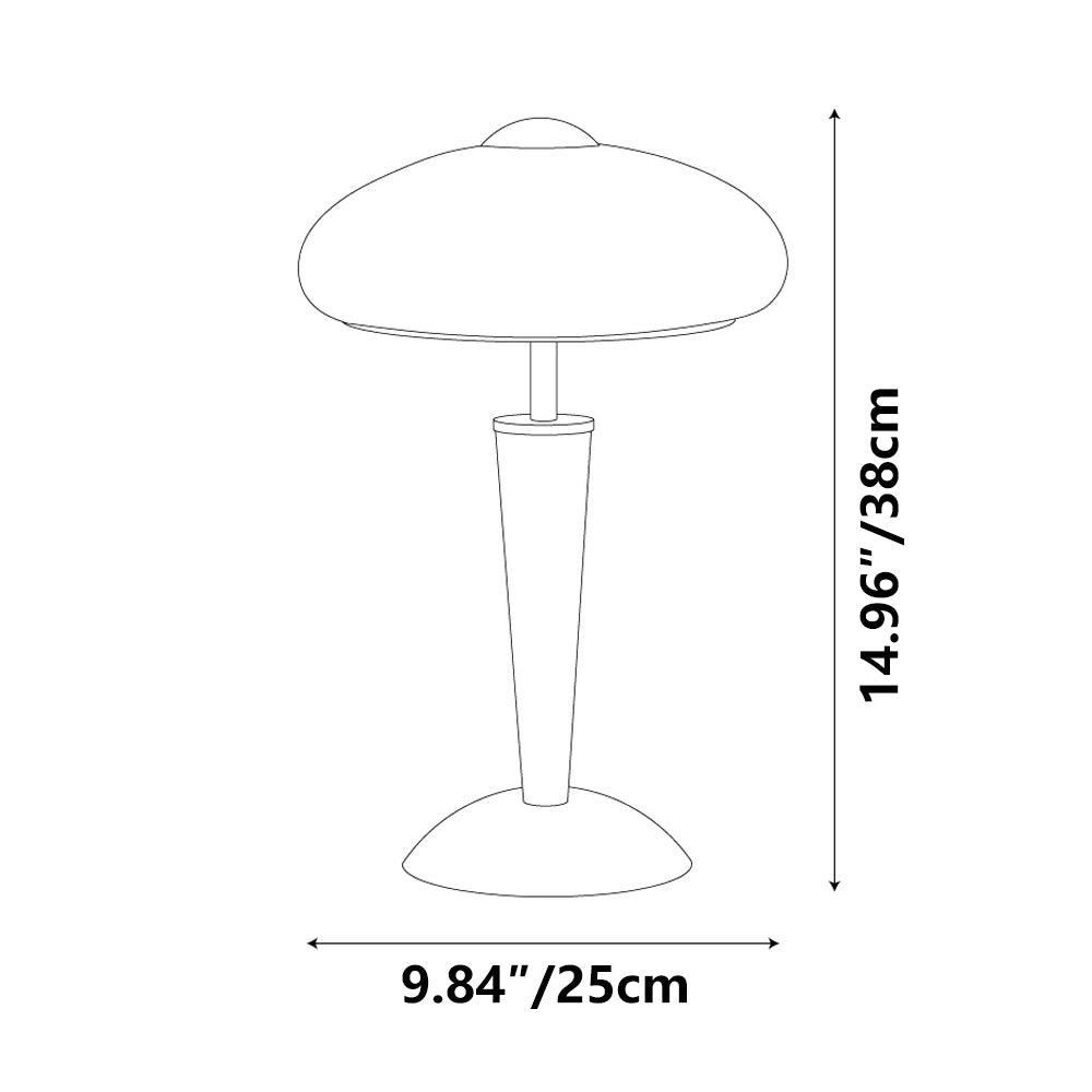 Table Lamp Metal Wood 10 in Fluted Dome Warm Light Bedside Living Room Reading Light | Thomler
