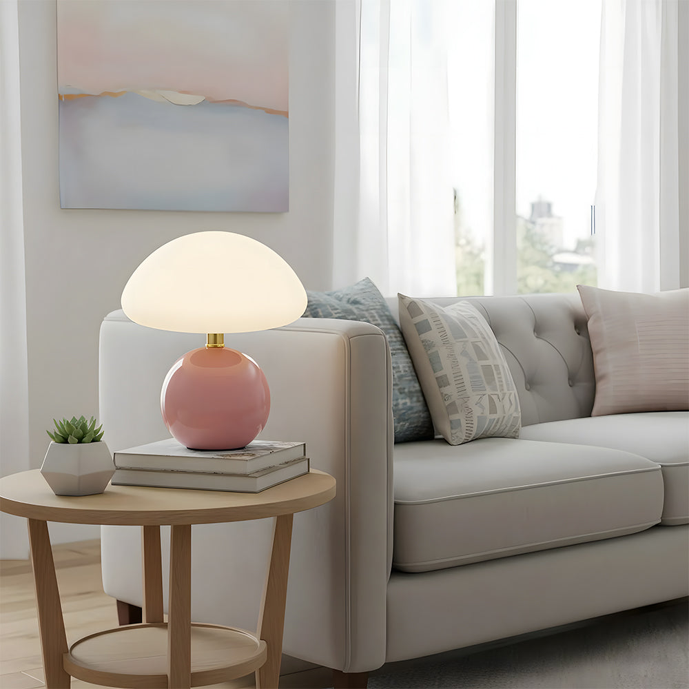 Table Lamp Ceramic 8.7 in LED Mushroom Shape 24W Indoor Bedside Desk Living Room | Thomler
