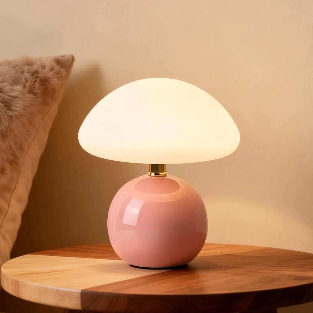 Table Lamp Ceramic 8.7 in LED Mushroom Shape 24W Indoor Bedside Desk Living Room | Thomler