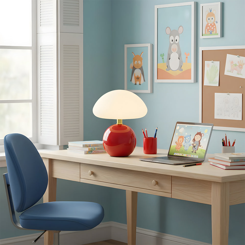 Table Lamp Ceramic 8.7 in LED Mushroom Shape 24W Indoor Bedside Desk Living Room | Thomler