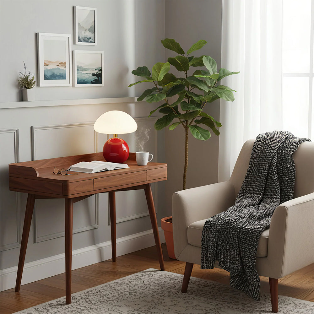 Table Lamp Ceramic 8.7 in LED Mushroom Shape 24W Indoor Bedside Desk Living Room | Thomler