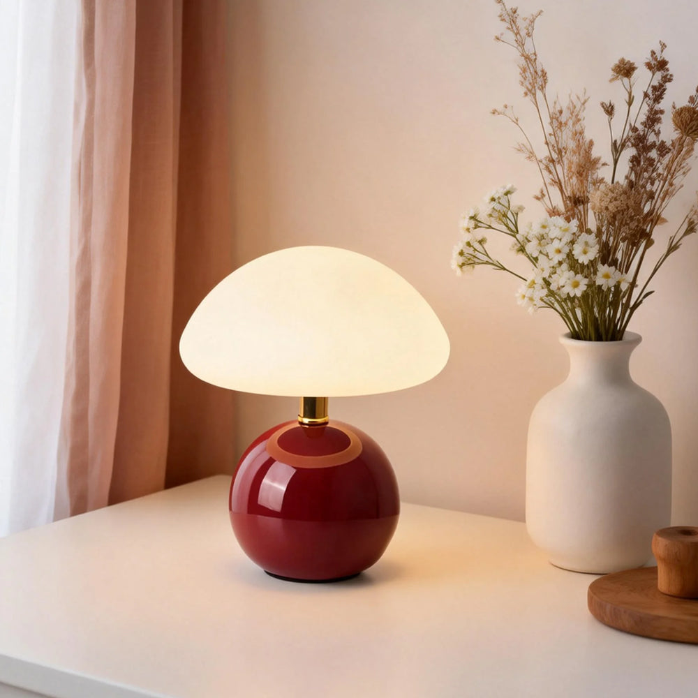 Table Lamp Ceramic 8.7 in LED Mushroom Shape 24W Indoor Bedside Desk Living Room | Thomler