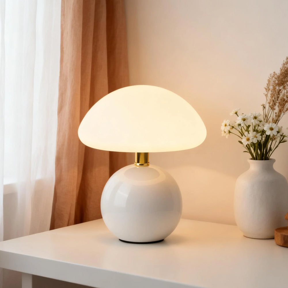 Table Lamp Ceramic 8.7 in LED Mushroom Shape 24W Indoor Bedside Desk Living Room | Thomler