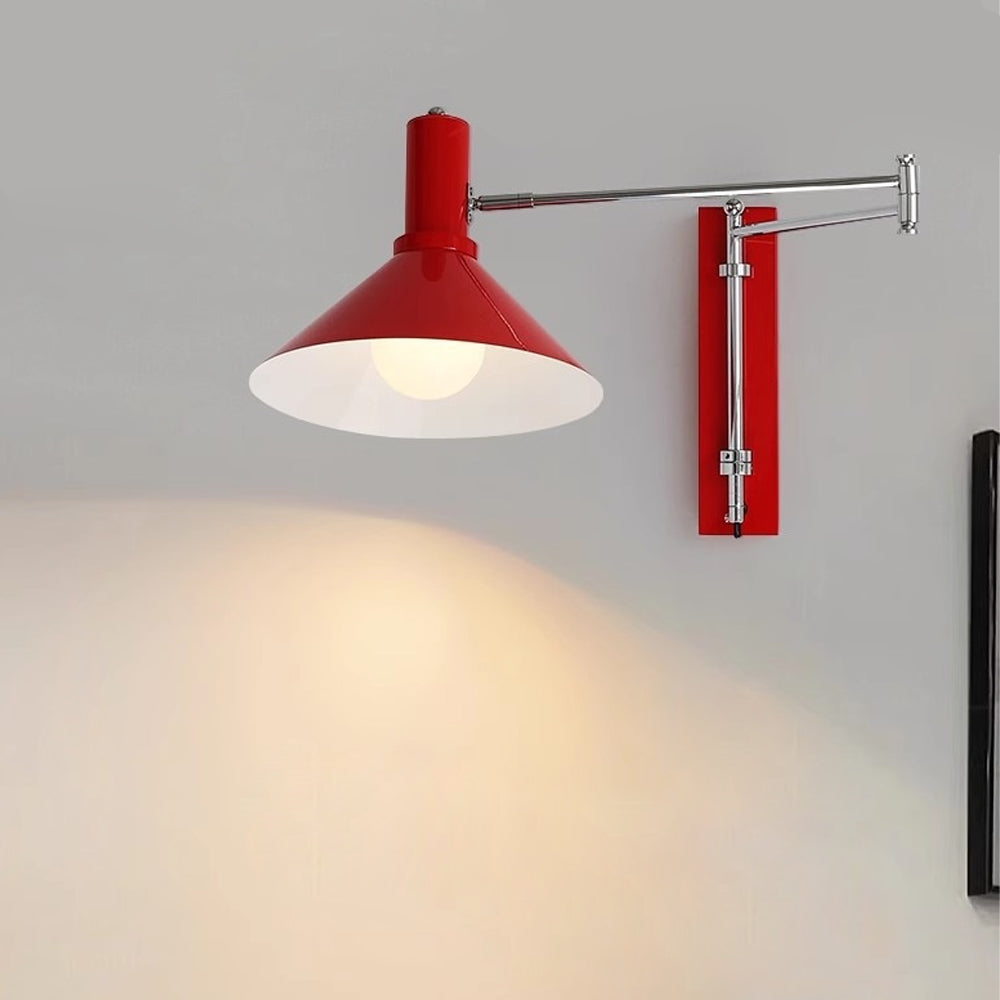 Wall Lamp Metal 26.0 cm Red Adjustable Bedroom Reading Living Room Swivel Bedside Task Light E27 Indoor | Thomler