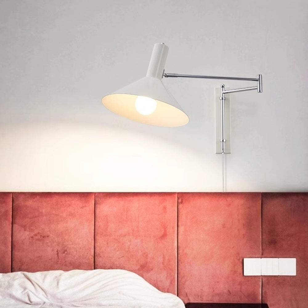 Wall Lamp Metal 26.0 cm Red Adjustable Bedroom Reading Living Room Swivel Bedside Task Light E27 Indoor | Thomler