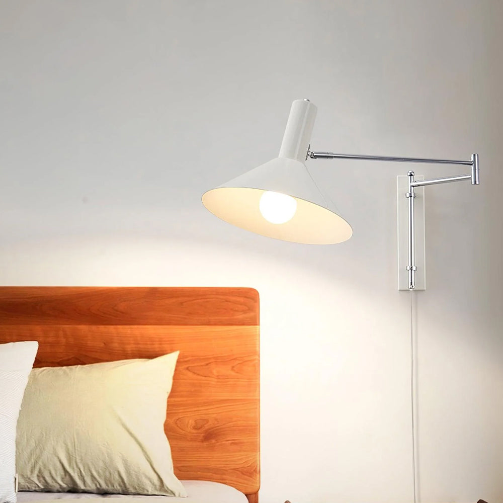 Wall Lamp Metal 26.0 cm Red Adjustable Bedroom Reading Living Room Swivel Bedside Task Light E27 Indoor | Thomler