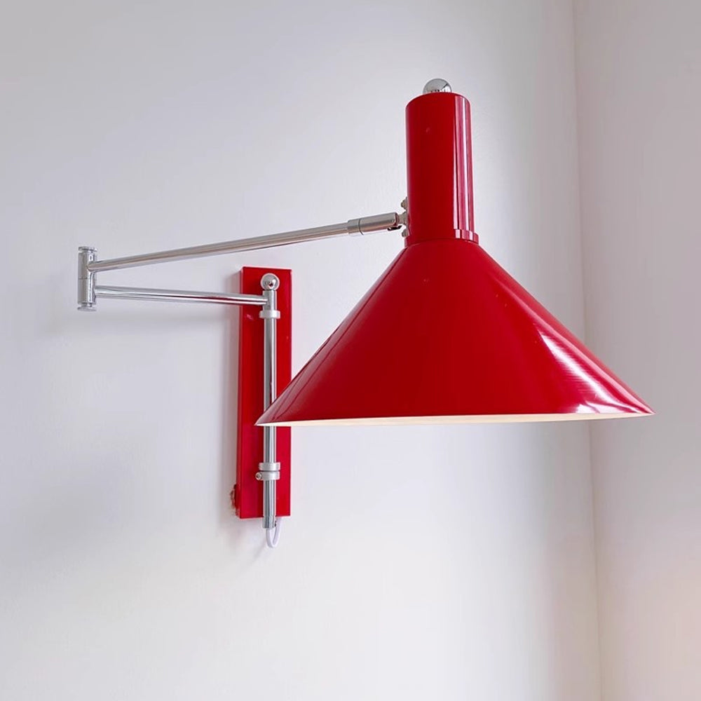 Wall Lamp Metal 26.0 cm Red Adjustable Bedroom Reading Living Room Swivel Bedside Task Light E27 Indoor | Thomler