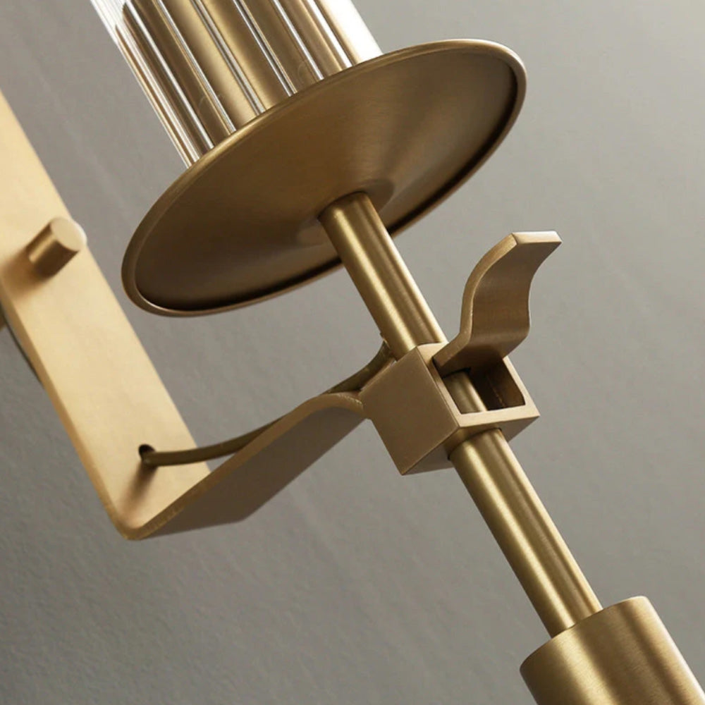 Wall Light Brass 28 in Indoor Candlelight Effect 6.3 in Glass Cylinder Bedroom Dining Living Room Accent Lighting | Thomler