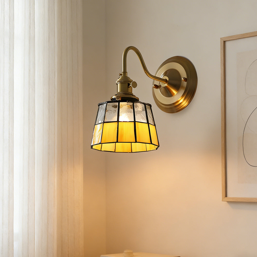 Wall Lamp Copper Glass 9.8 in Indoor Hallway Stairwell Accent Lighting Decorative Fixture | Thomler