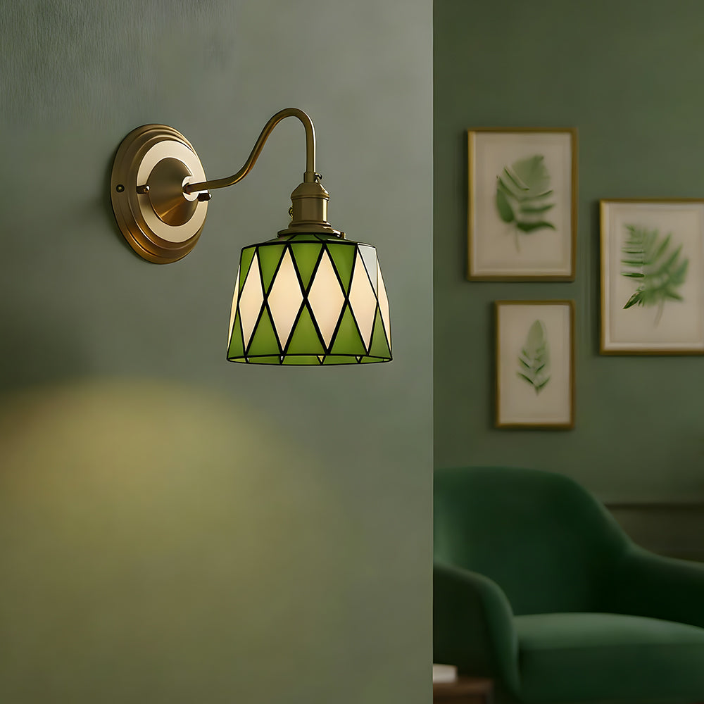 Wall Lamp Glass Copper E27 40W Multicolour Hallway Study Art Deco Vintage Indoor Lighting Fixture | Thomler