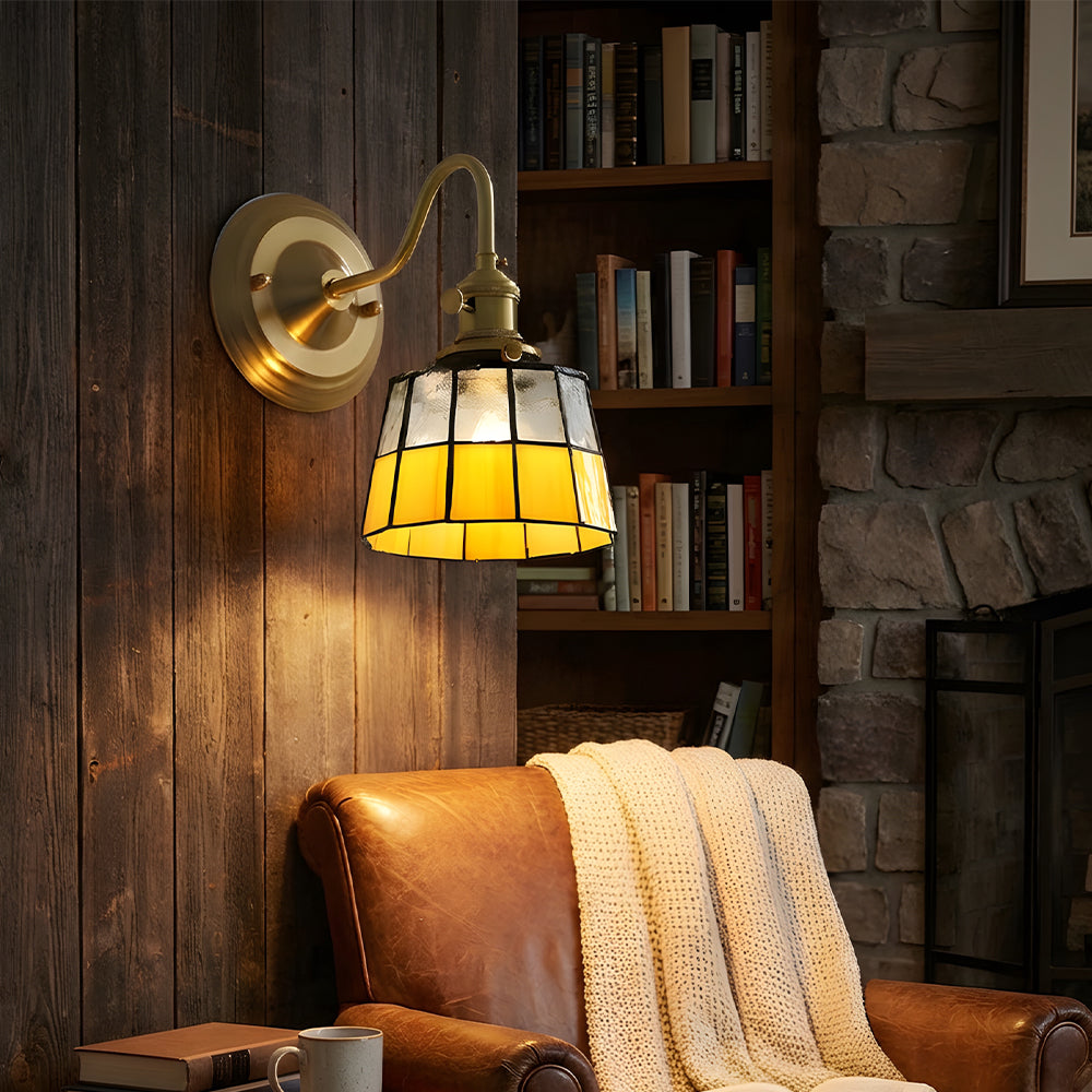 Wall Lamp Glass Copper E27 40W Multicolour Hallway Study Art Deco Vintage Indoor Lighting Fixture | Thomler
