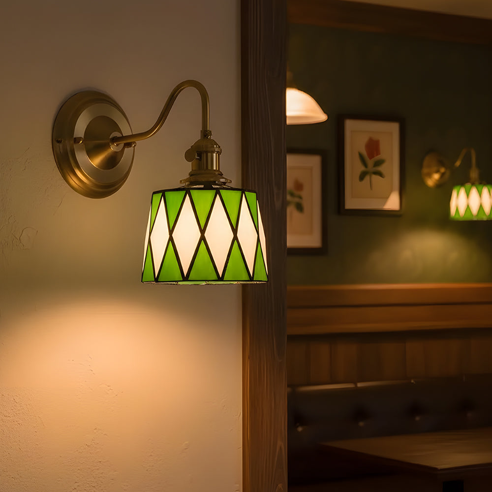 Wall Lamp Glass Copper E27 40W Multicolour Hallway Study Art Deco Vintage Indoor Lighting Fixture | Thomler