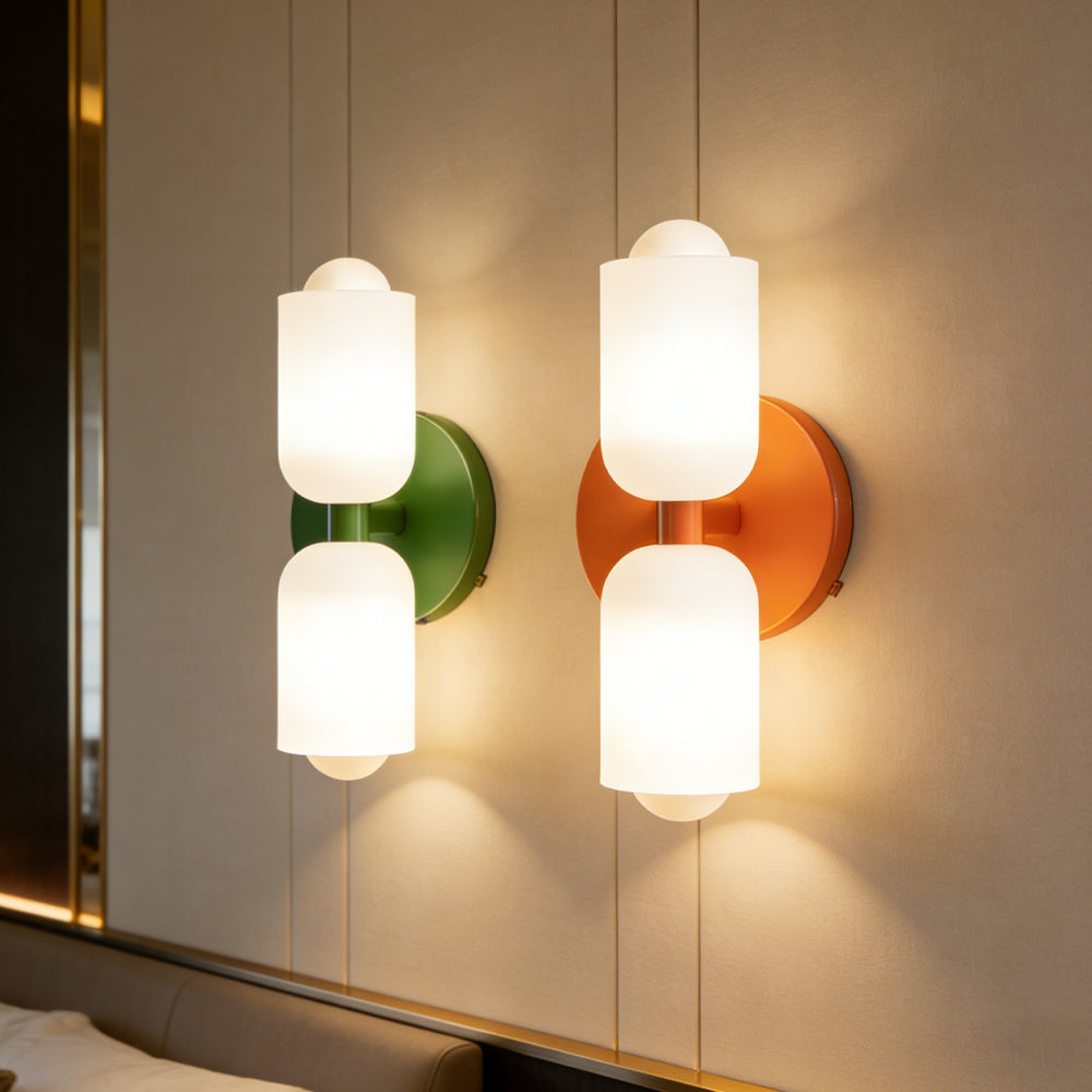 Wall Lamp Glass Double E14 25.5 cm French Retro Bedroom Hallway Bathroom Ambient Lighting Fixture | Thomler