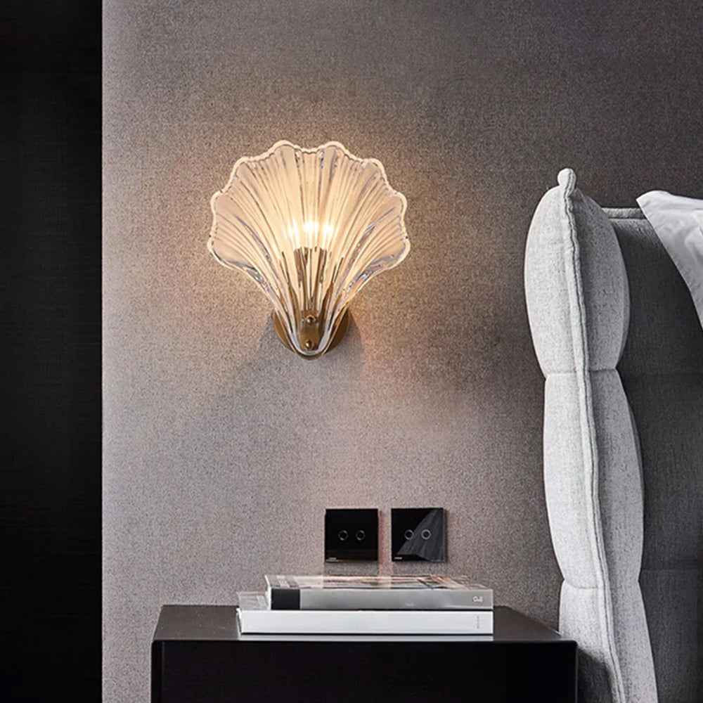 Wall Lamp Glass Shell 20.0 cm Gold Bedroom Hallway Coastal LED Accent Light | Thomler