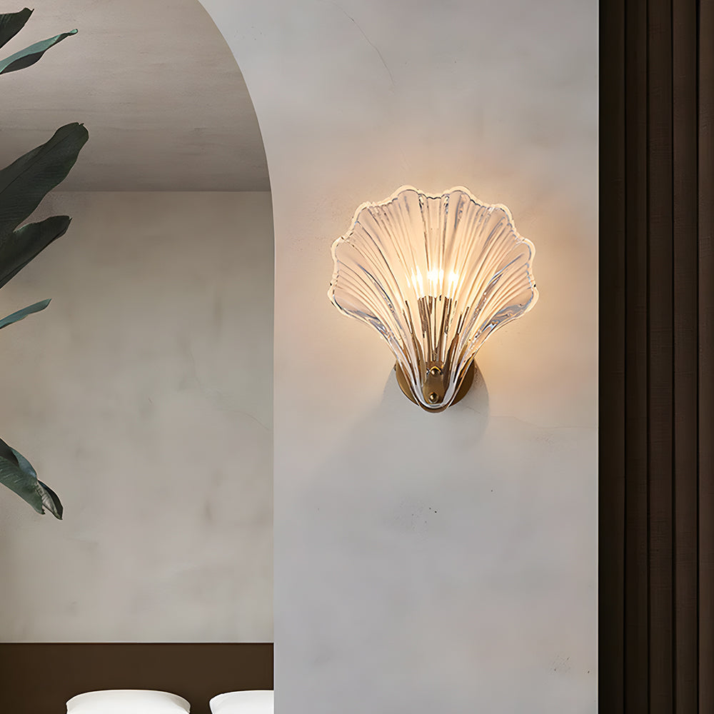 Wall Lamp Glass Shell 20.0 cm Gold Bedroom Hallway Coastal LED Accent Light | Thomler