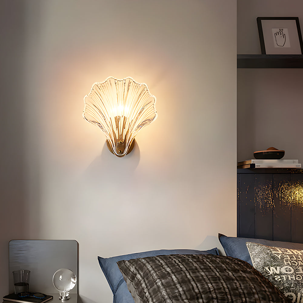 Wall Lamp Glass Shell 20.0 cm Gold Bedroom Hallway Coastal LED Accent Light | Thomler